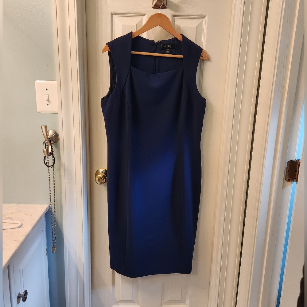 St. John navy blue sheath, size 12